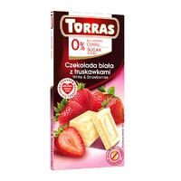 CZEKOLADA BIAŁA Z TRUSKAWKAMI BEZ DODATKU CUKRÓW BEZGLUTENOWA 75g 25380