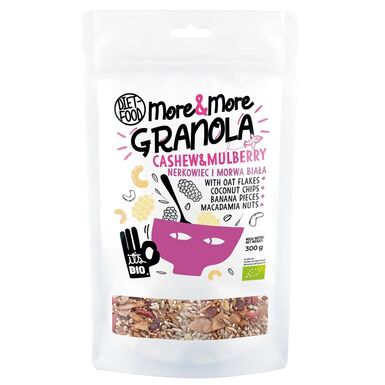 GRANOLA Z ORZECHAMI NERKOWCA I MORWĄ BIAŁĄ BIO 300g 