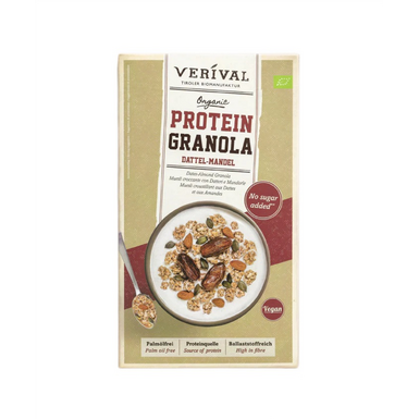 GRANOLA PROTEINOWA Z DAKTYLAMI I MIGDAŁAMI BEZ DODATKU CUKRÓW BIO 325g 
