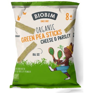 8 mc CHRUPKI Z ZIELONEGO GROSZKU SEROWO PIETRUSZKOWE Z WITAMINĄ B1 BIO 25g 