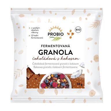 GRANOLA CZEKOLADOWA Z KOKOSEM FERMENTOWANA BIO 50g 