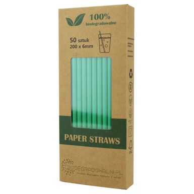 SŁOMKI PAPIEROWE ZIELONE 50szt. 
