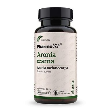 ARONIA CZARNA MELANOCARPA EKSTRAKT (200 mg) BEZGLUTENOWY 60 KAPSUŁEK 