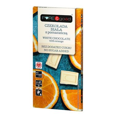CZEKOLADA BIAŁA Z POMARAŃCZĄ BEZ DODATKU CUKRU BEZGLUTENOWA 75g 