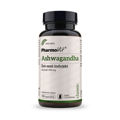 ASHWAGANDHA EKSTRAKT (400 mg) BEZGLUTENOWY 90 KAPSUŁEK 