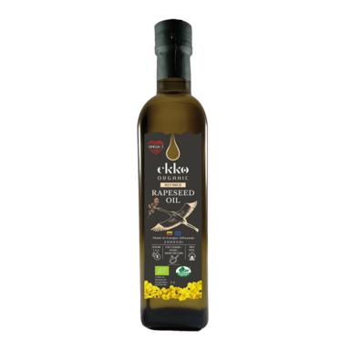 OLEJ RZEPAKOWY DO GOTOWANIA I SMAŻENIA TŁOCZONY NA ZIMNO OMEGA-3 BIO 500ml 