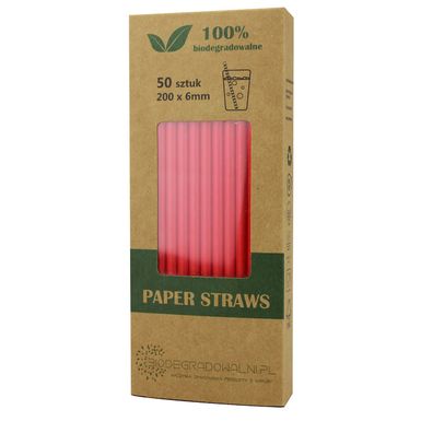 SŁOMKI PAPIEROWE CZERWONE 50szt 