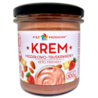 KREM MIGDAŁOWO CZEKOLADOWO TRUSKAWKOWY BEZ DODATKU CUKRÓW BEZGLUTENOWY KETO 300g 29393