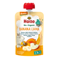 MUS BANANOWA LAMA (BANAN JABŁKO MANGO MORELA) BEZ DODATKU CUKRÓW BEZGLUTENOWA OD 6 MIESIĄCA DEMETER BIO 100g 24123