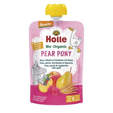 MUS GRUSZKOWY KUCYK (GRUSZKA BRZOSKWINIA MALINA ORKISZ) BEZ DODATKU CUKRÓW OD 8 MIESIĄCA DEMETER BIO 100g 