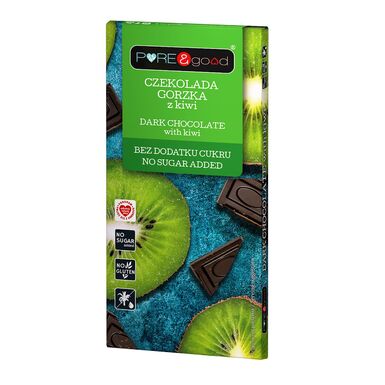 CZEKOLADA GORZKA Z KIWI BEZ DODATKU CUKRU BEZGLUTENOWA 75g 