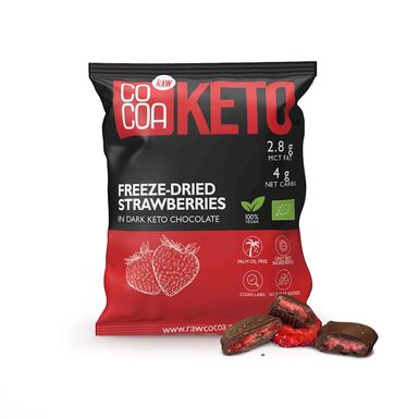 TRUSKAWKI W CZEKOLADZIE CIEMNEJ BEZ DODATKU CUKRÓW KETO BIO 40g 