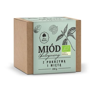 MIÓD NEKTAROWY WIELOKWIATOWY Z POKRZYWĄ I MIĘTĄ BIO 230g 