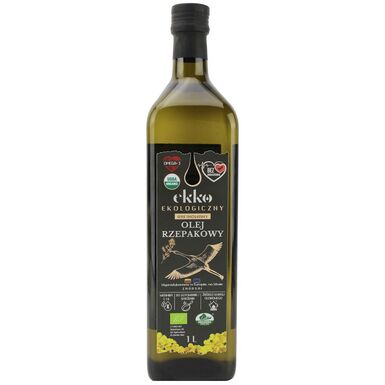 OLEJ RZEPAKOWY DO GOTOWANIA I SMAŻENIA TŁOCZONY NA ZIMNO OMEGA-3 BIO 1L 