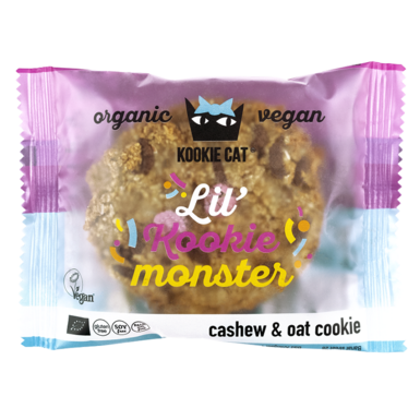 CIASTKO WEGAŃSKIE Z KOLOROWYMI DRAŻETKAMI CZEKOLADOWYMI I WANILIĄ BEZGLUTENOWE BIO 50g 