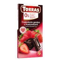 CZEKOLADA GORZKA Z TRUSKAWKAMI BEZ DODATKU CUKRU BEZGLUTENOWA 75g 25386