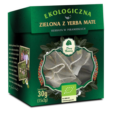 HERBATA ZIELONA Z YERBA MATE PIRAMIDKI BIO (15 x 2g) 